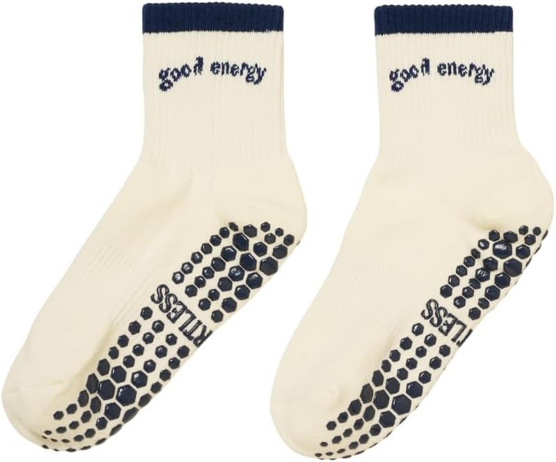 Shapes Studio Crew Half Calf Grip Socks, Cutest Fruits Pilates Socks, Ruffle socks, Non-Slip, Barre Yoga Fitness - Image 1